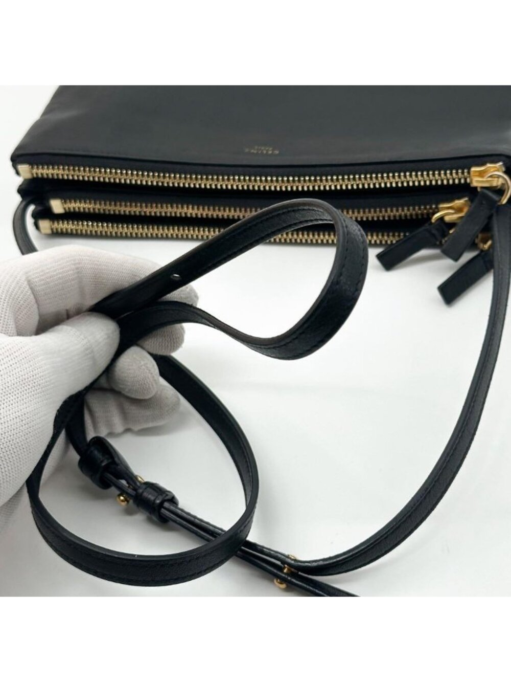 Celine Trio Small Shoulder Bag Pouch Leather Phoebe Philo Era - Picture 8 of 15